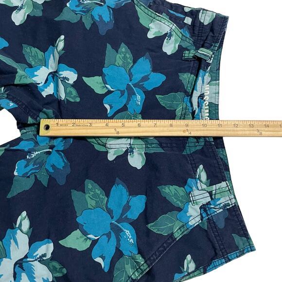 Mossimo Shorts Mens Size 32 Blue Chino Hawaiian Floral Flat Front 10" Inseam - Picture 7 of 8